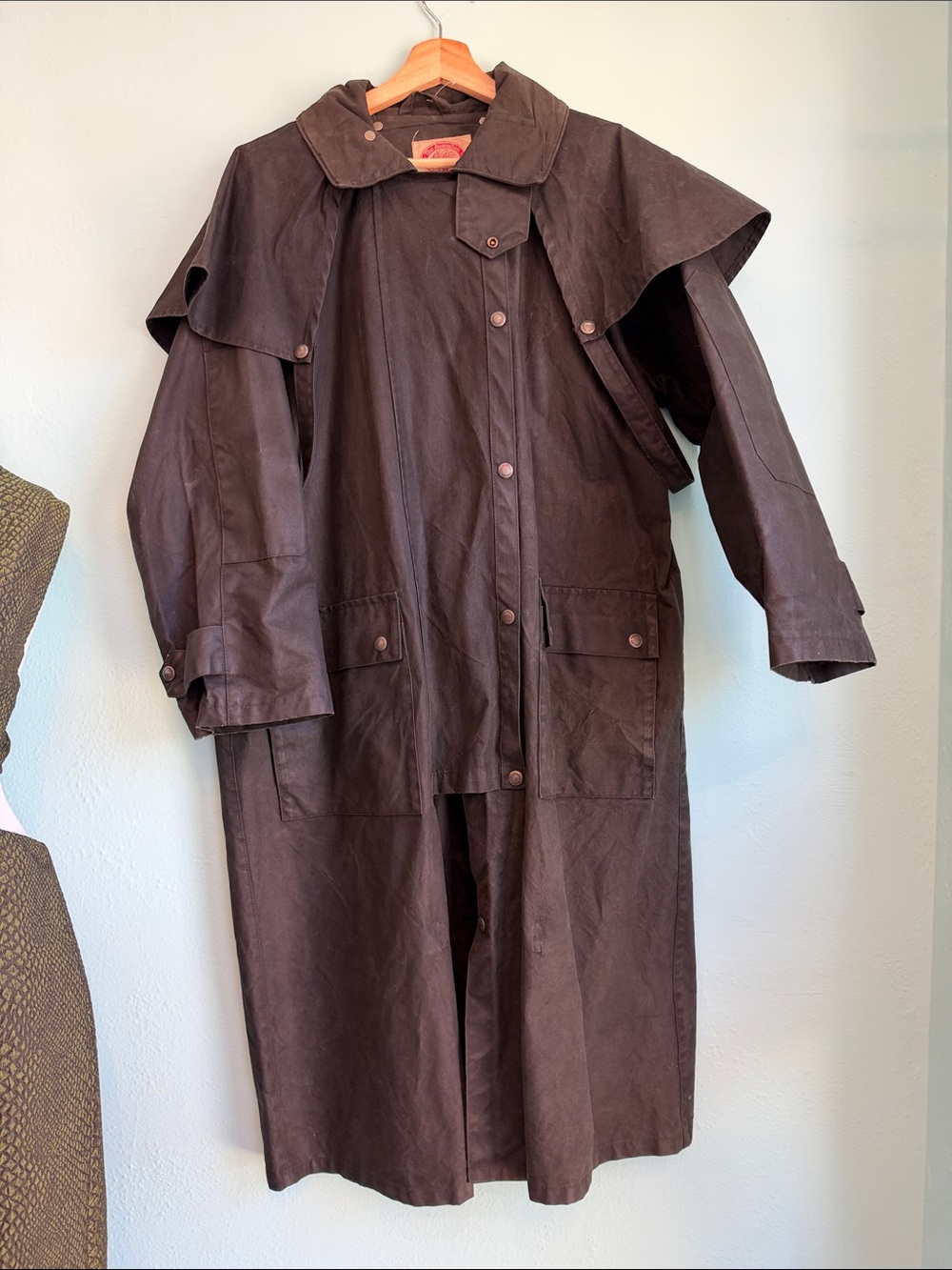 Dark Brown Long Trench Coat with Cape Detail